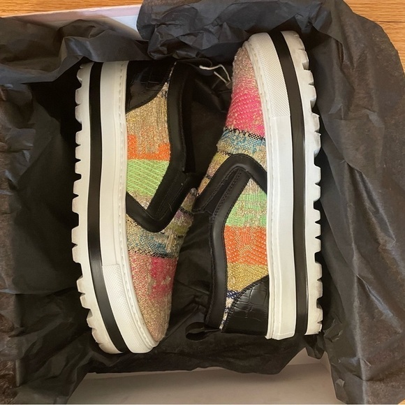 MSGM Multicolor Tweed Platform Slip-on Sneakers - Picture 3 of 14